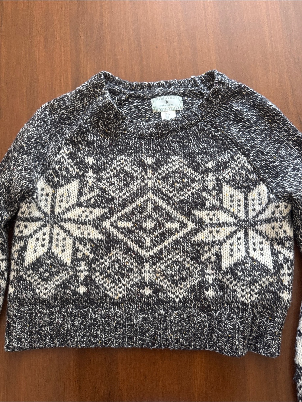 Cozy Fair Isle Crewneck Sweater - Black & Cream